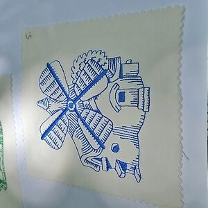 Handmade machine embroidery windmill patch
